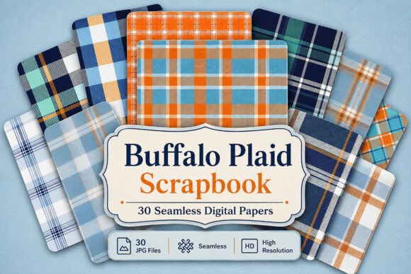 Download Buffalo Plaid Digital Scrapbook Paper - Digital scrapbook paper Collection