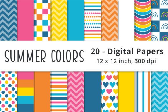 Download Summer Colors Digital Scrapbook Paper - Digital scrapbook paper Collection