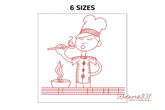 Download A Cook in the Kitchen Redwork Design - Design Collection