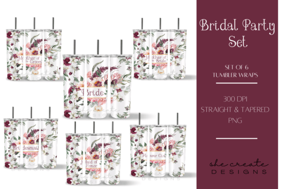 Download Bridal Party Tumbler Designs Set of 6 - Design Collection