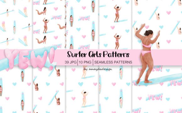 Download Surfer Girls Patterns and Digital Paper - Premium Resources