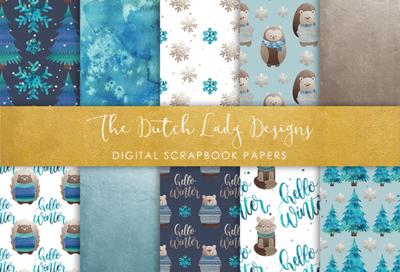 Download Digital Scrapbook Paper - Winter Forest Animal Friends - Digital scrapbook paper Collection