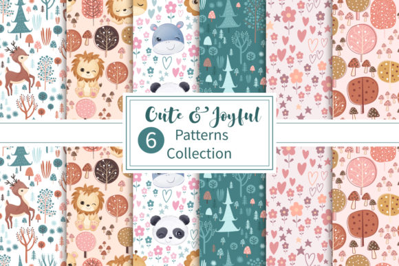 Download Cute and Joyful Seamless Patterns Set - Joyful seamless patterns Collection