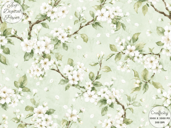 Download Soft Green Blossom Branch Pattern, Sprin - Soft green Collection