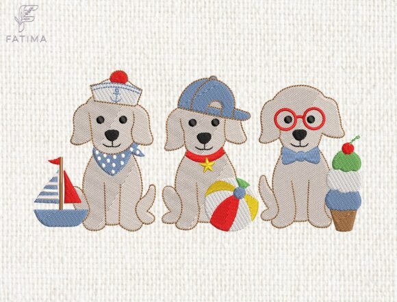 Download Summer Puppy Embroidery Design - Design Collection