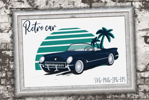 Download Retro Car at Sunset and Palms Design - Design Collection
