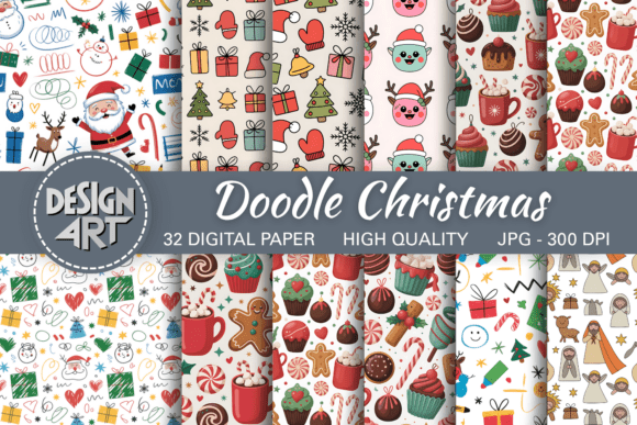 Download Doodle Christmas Seamless Patterns - Premium Resources