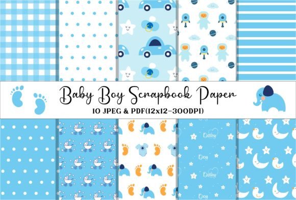 Download Baby Boy Digital Scrapbook Paper- 12x12 - Digital scrapbook paper Collection